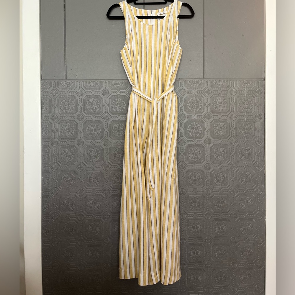 Rachel Zoe 100% Linen Yellow Jumpsuit Sz 6